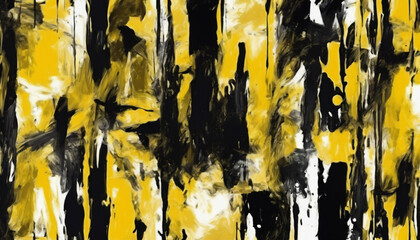 Wall Mural - black and yellow abstract expressionist painting illustration wallpaper