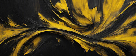 Wall Mural - black and yellow abstract expressionist painting illustration wallpaper