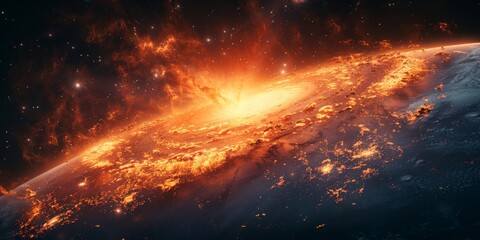 Poster - Solar Fury: A Fiery Galactic Whirl Captures the Unbridled Force of a Star's Life Cycle, Generative AI