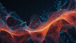 Abstract coral tech background with digital waves