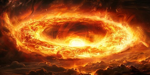 Poster - Solar Fury: A Fiery Galactic Whirl Captures the Unbridled Force of a Star's Life Cycle, Generative AI