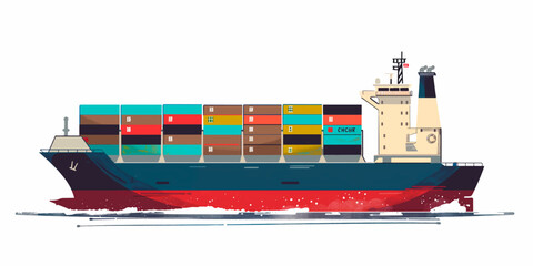 Wall Mural - Cargo ship container in the ocean transportation, shipping freight transportation.