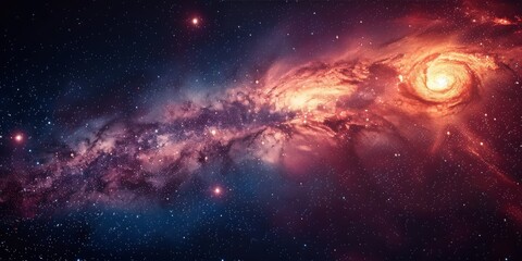 Poster - Majestic Swirls of the Cosmos: A Stunning Spiral Galaxy Radiates the Enigmatic Beauty of the Universe, Generative AI