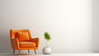 © wiparat - Modern minimalist interior with an armchair on empty white color wall background