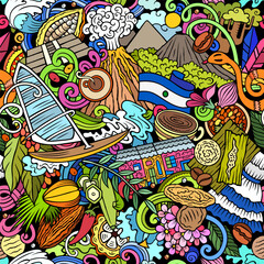 Wall Mural - Cartoon doodles El Salvador seamless pattern