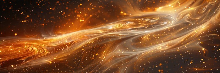 Wall Mural - an abstract cosmic background with swirling gold metallic foil accents resembling galaxies and nebul