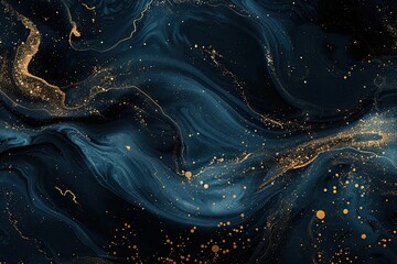 Wall Mural - an abstract cosmic background with swirling gold metallic foil accents resembling galaxies and nebul