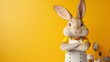 Adorable Rabbit in Yellow Kitchen Apron