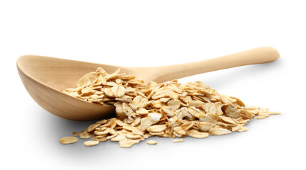 Canvas Print - Heap of rolled oats with wooden spoon