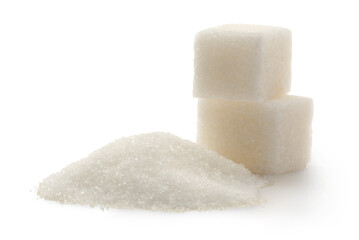 Poster - Sugar cubes on white background