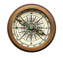 vintage brass compass