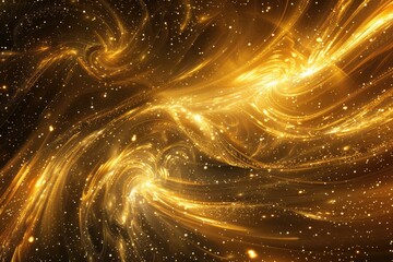 Wall Mural - an abstract cosmic background with swirling gold metallic foil accents resembling galaxies and nebul