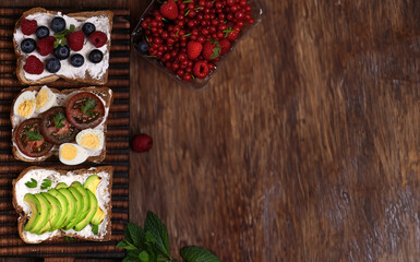 Poster - assorted sandwiches with different fillings for breakfast