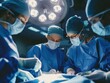 An intense moment as a team of surgeons operates on a patient in a well-equipped operating room