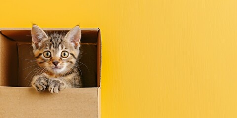 Sticker - Funny kitten in a cardboard box