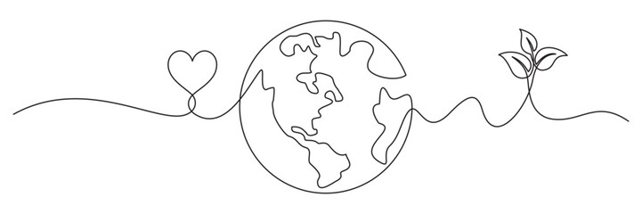 Wall Mural - earth continuous line vector