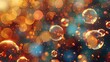 Glistening bubbles drifting over a blurred background with vivid reflections