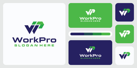 Poster - w i p initials vector logo design with modern, simple, clean and abstract geometric style.