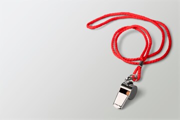 Sticker - One metal steel whistle with colored cord