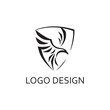 Simple black raven for logo company design