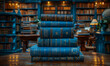 Old books in library with vintage background