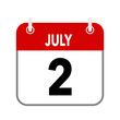 © mayura - 2 July, calendar date icon on white background.