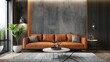 Elegant urban living area blending modern design with warm, inviting textures and tones