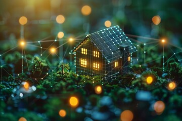 Poster - 3D illustration of a Smart Home Automation Control System. Futuristic innovative system for online control of smart home elements. Creative background.
