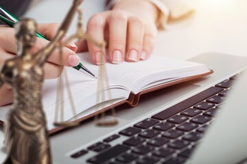 Poster - Reading a contract, busines Lawyers in office