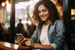 © Tetiana - Generative AI photo of young beautiful woman sitting in cafe