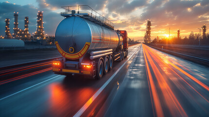 Wall Mural - truck hauling oil from refinery factory