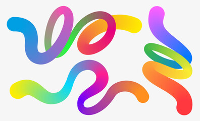 Fototapete - Wavy shape with gradient colors on white background. Vector illustration.