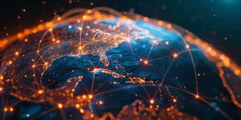 a globe with digital lines around it Generative AI