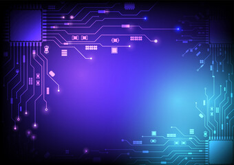 Aufkleber - Technology connection digital data and big data concept. Blue Future Background. Abstract technological background with various technological elements. Structure pattern technology backdrop. Vector	
