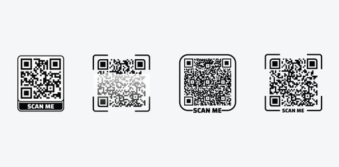 Scan QR code icon. Digital scanning qr code. QR code scan for smartphone. QR code for payment. Scan QR code symbol - stock vector.