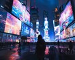 © kitidach - Smart interactive cityscapes where digital billboards display personalized messages bridging distances with technology