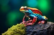 a colorful frog on a rock