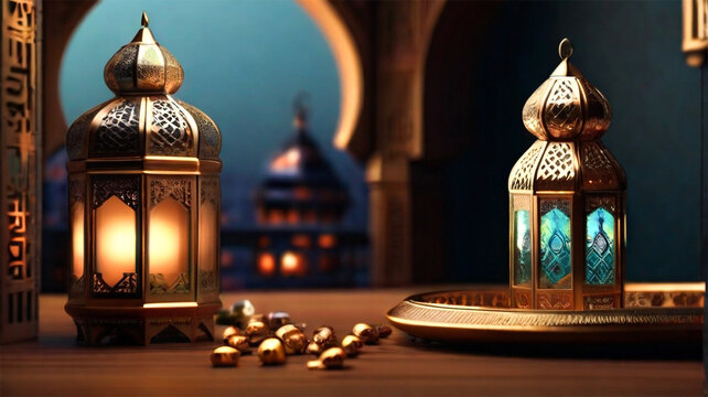 Islamic arabic lantern for ramadan kareem eid mubarak background