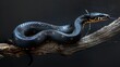 Gold-ringed cat snake on a branch ready to strike, Indonesia. AI Generated.