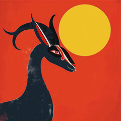 Wall Mural - Stylized goat. Illustration in minimalistic style
