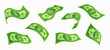 © Vector Tradition - Flying cartoon dollar money banknotes, cash bills, gracefully fluttering in mid-air, symbolizing wealth, financial success, or economic activity. Isolated vector rain of falling Usd denominations