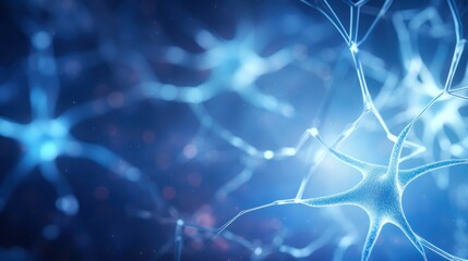 Poster - Abstract blue colored neuron cell in the brain