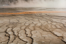 Intricate Pattern Of Thermal Area In Grand Prismatic Spring Overlook In Yellowstone