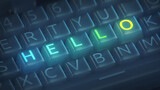 Fototapeta Do przedpokoju - Сomputer keyboard with the word hello 3D render
