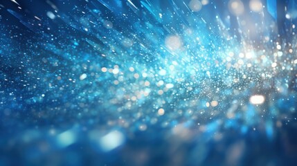 Poster - Background for graphic concept work, Blue glitter particles falling in light rays