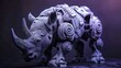 Mechanical Rhino 3D Model in Cyberpunk Style