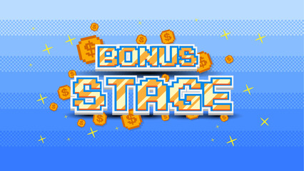 Poster - bonus stage.pixel art .8 bit game.retro game. for game assets in vector illustrations from vintage a