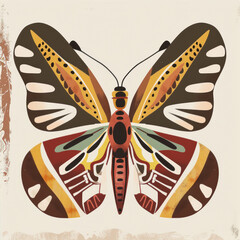 Sticker - Stylized butterfly Illustration in a minimalist style.
