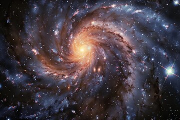 Wall Mural - spiral galaxy formation illustrating the mesmerizing beauty of the cosmos with swirling patterns of 
