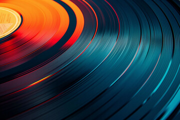 Leinwandbilder - Vinyl record with red and blue light effects. 3d rendering, the Vinyl record Vector illustration
